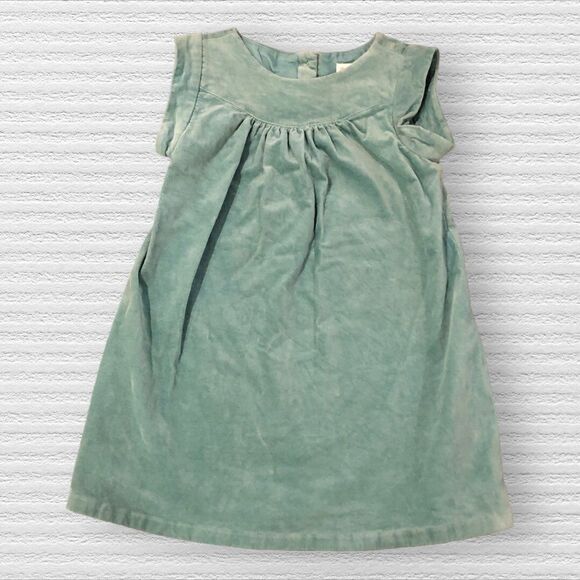 Gymboree Green Velour Corduroy Dress Girls 2T Fall 2018 Soft Cotton Holiday - Picture 1 of 4